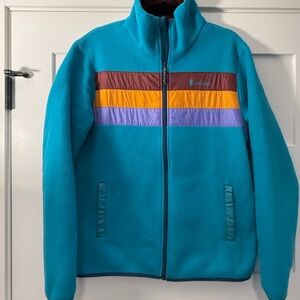 Outdoor Tech Fleece Jacket - Teal with Maroon, Mustard & Lavender Stripes